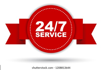 red vector banner 24/7 service
