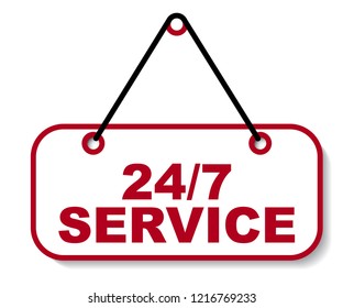 red vector banner 24/7 service