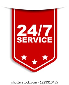 red vector banner 24/7 service