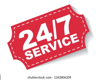 Red Vector Banner 24/7 Service