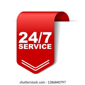 red vector banner 24/7 service
