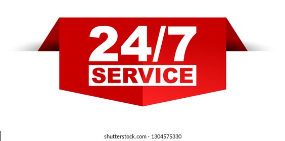 red vector banner 24/7 service