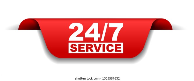 red vector banner 24/7 service