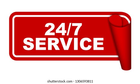red vector banner 24/7 service