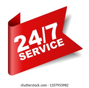 red vector banner 24/7 service