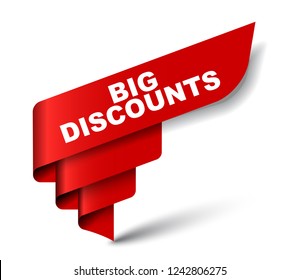 red vector banner big discounts
