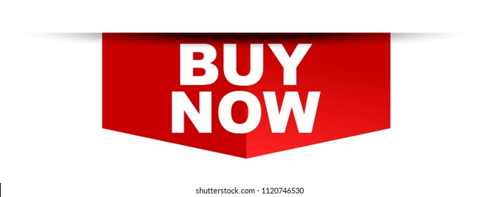 red vector banner buy now