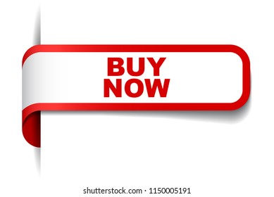 red vector banner buy now
