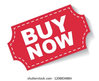 red vector banner buy now
