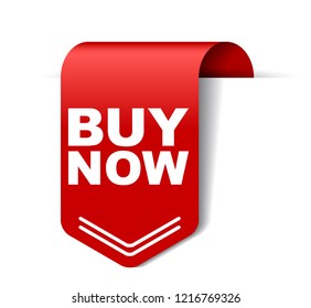 red vector banner buy now