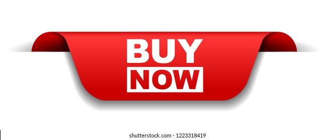 red vector banner buy now