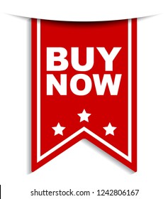 red vector banner buy now