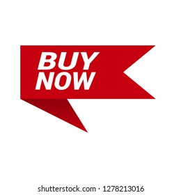 red vector banner buy now