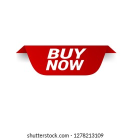 red vector banner buy now