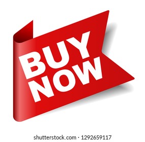 red vector banner buy now