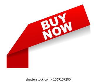 red vector banner buy now