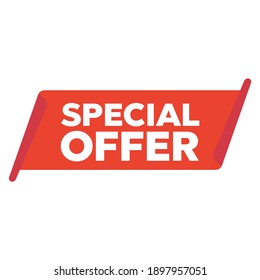 Red vector banner. Exclusive offer. Sticker or discount label, promotion poster