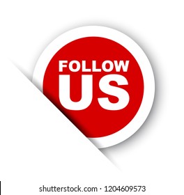 red vector banner follow us