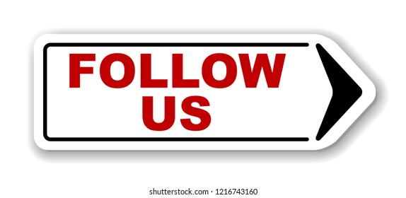 red vector banner follow us