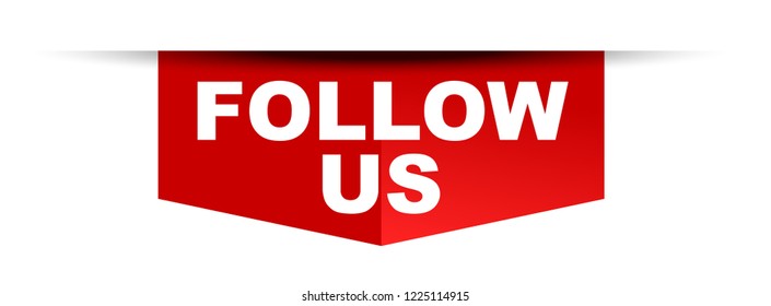 red vector banner follow us