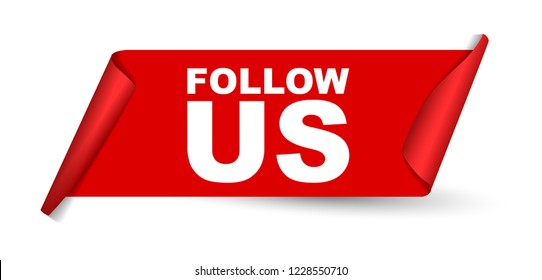 red vector banner follow us