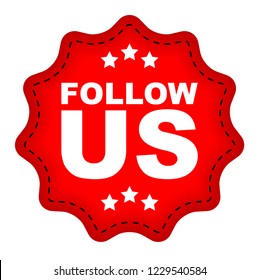red vector banner follow us