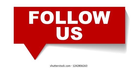 red vector banner follow us