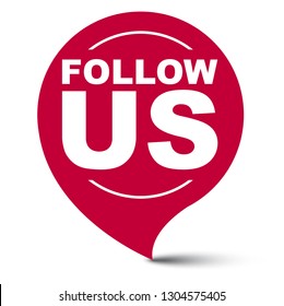 red vector banner follow us