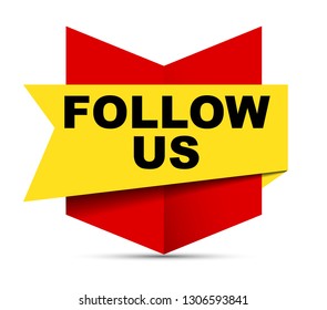 red vector banner follow us