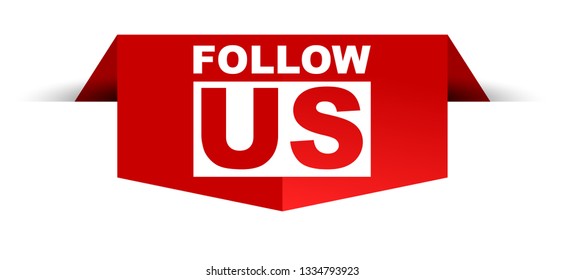 red vector banner follow us