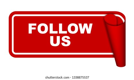 red vector banner follow us