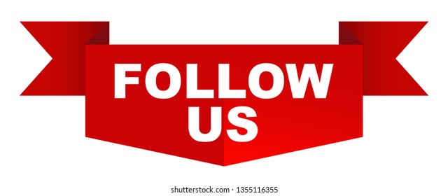 red vector banner follow us