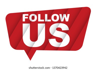 red vector banner follow us