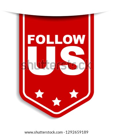 red vector banner follow us