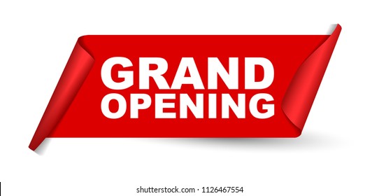 red vector banner grand opening