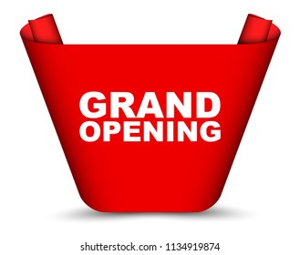 red vector banner grand opening