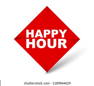 red vector banner happy hour