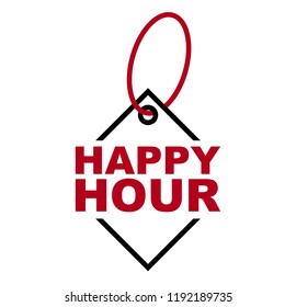 red vector banner happy hour