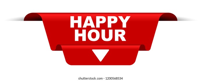 red vector banner happy hour