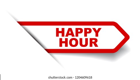 red vector banner happy hour