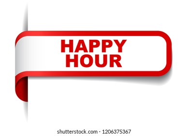 red vector banner happy hour