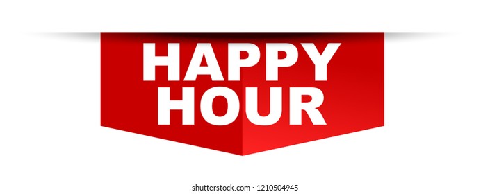 red vector banner happy hour