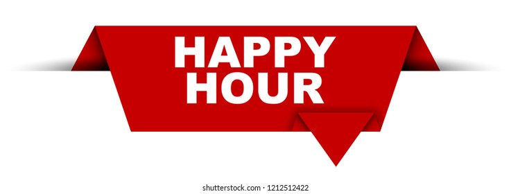 red vector banner happy hour