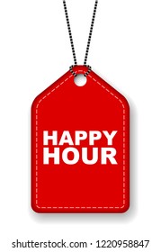 red vector banner happy hour