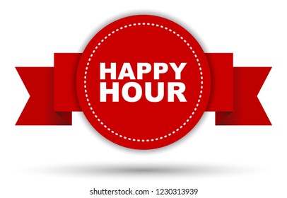 red vector banner happy hour