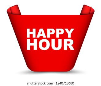 red vector banner happy hour