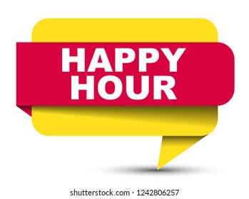 red vector banner happy hour