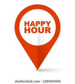 red vector banner happy hour