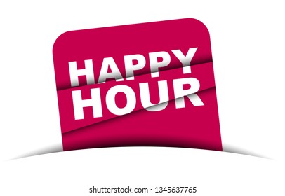 red vector banner happy hour