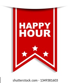 red vector banner happy hour